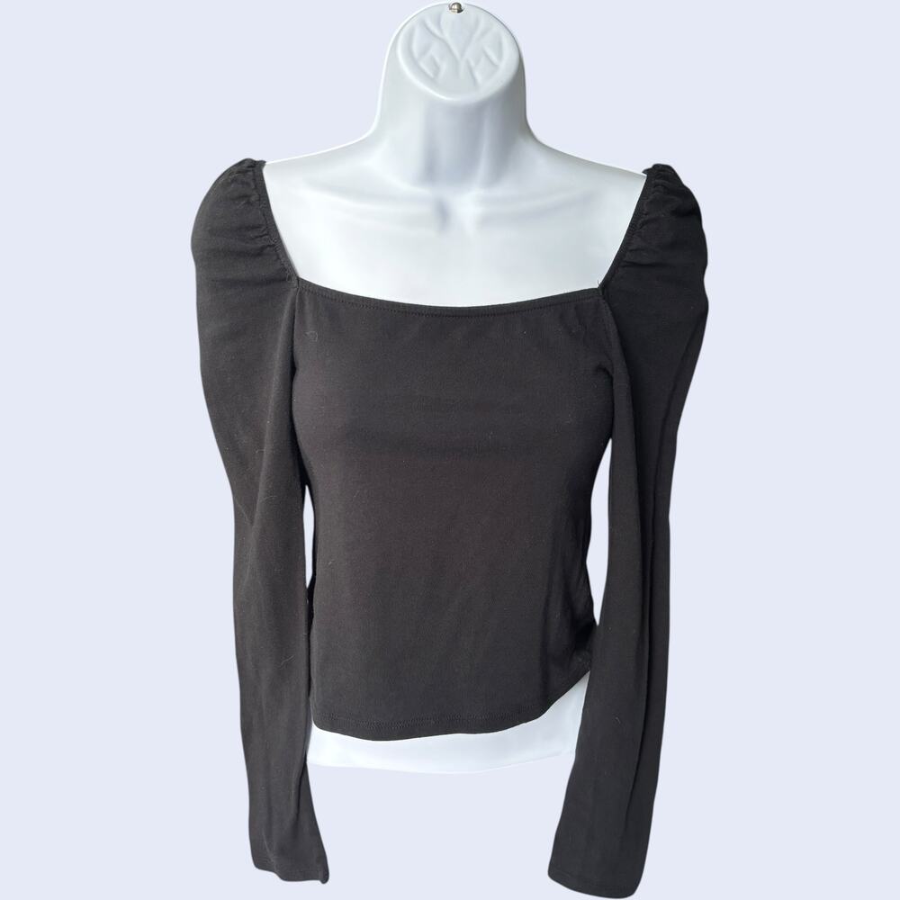 Wild Fable S Y2K Crop Top Black Puff Sleeve